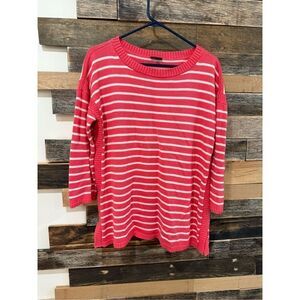 Talbots Pink White Striped Long Sleeve Sweater Tunic Womens Size XL petite